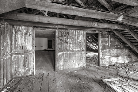 Attic space at Appleby (D-130), Dorchester County. Photo by Willie Graham